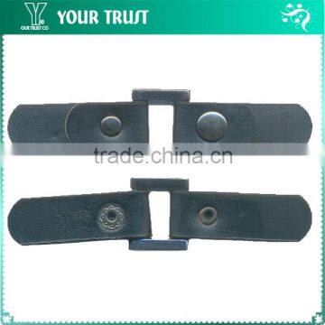Gunmetal Alloy Buckle Stud Black Coat Leather Toggle Buttons