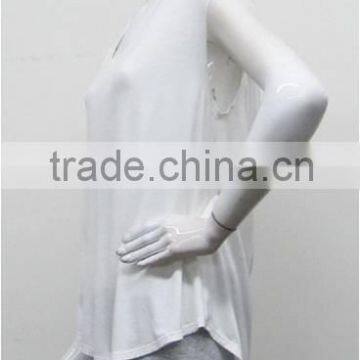 Wholesale Women White Plain Fashion Top,OEM High Quality Polyester/cotton Ladies Shirt Top photo-2