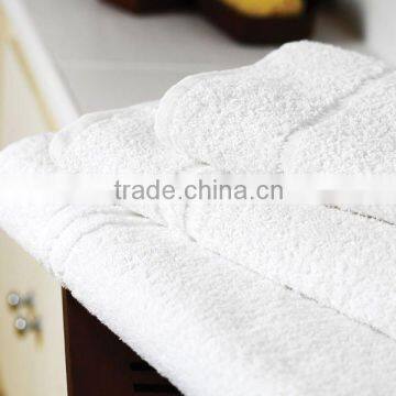 100 cotton super soft absorbent white satin band towels for hotel