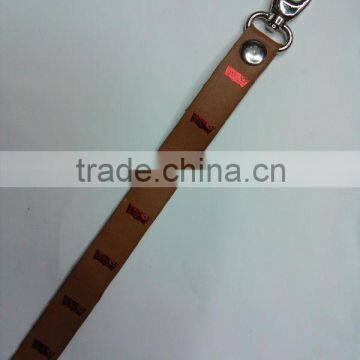 PU leather lanyard/keyhanger/strap with silk screen print/embossment