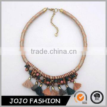 Handmade Crystal Beads Tassel Choker Necklace For Wonmen