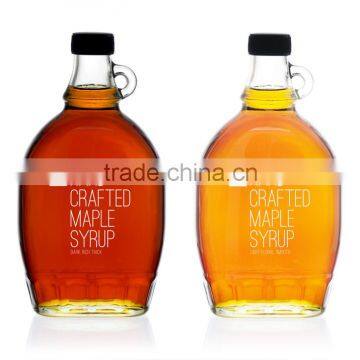 12oz clear and printed glass syrup bottle with plastic cap