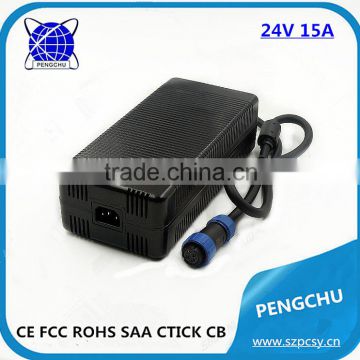 24V 15A single output type power adapter CE RoHS FCC