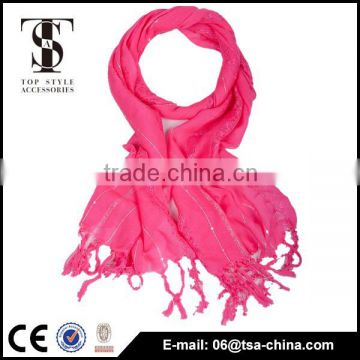 China high quality Metallic yarn plain scarf for women 2015