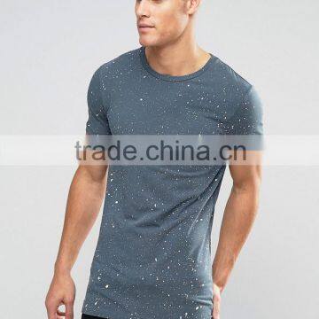 Custom Longline Muscle T-Shirt With Splatter Print fashion t shirt fitness shirts for men