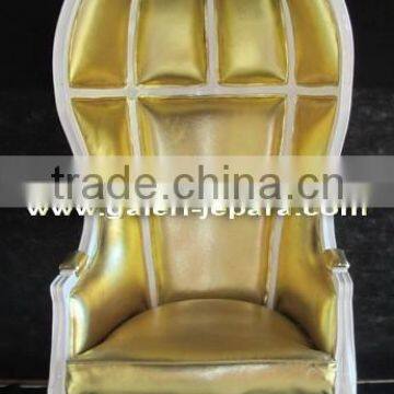 Antique French Furniture Canopy Chair - Gold Cushion White Finishing - Furniture Indonesia