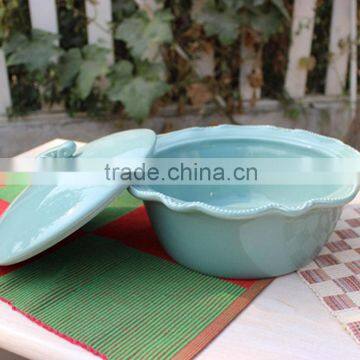 customize glazed porcelain salad bowl with lid