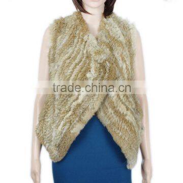Real leather women rabbit fur vest, top quality from china factory KZ150118