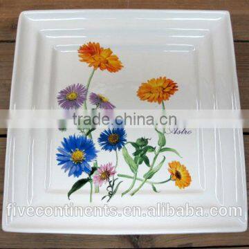 New square decal ceramic flat plate