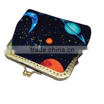 Young lady design felt metal openning purse gold supplier