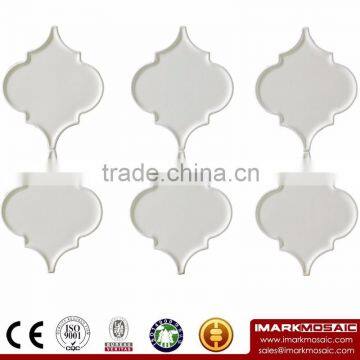 IMARK ANNECY Arabesque Style Vault Lantern Pattern Glossy Ceramic Tile White Color For Clean House Wall Decoration