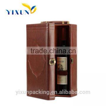 Leather wine single bottle box/clear wine glass packing box