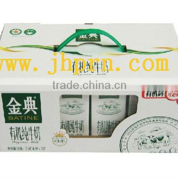 corrugated paper food box for milk with handle