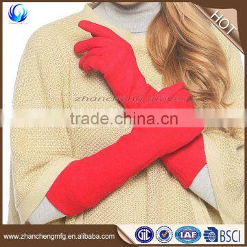 Plain style ladies fashion pink long cashmere wool gloves