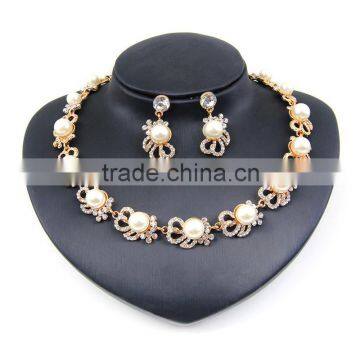 Wedding Jewelry Sets For Women Pendant Statement African Beads Crystal Imitation Pearl Necklace Earrings Dubi Jewelry Sets