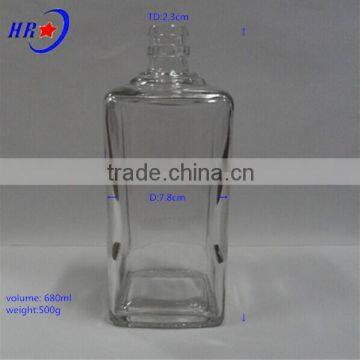 HOT selling square wine bottle supplier 650ml for whisky