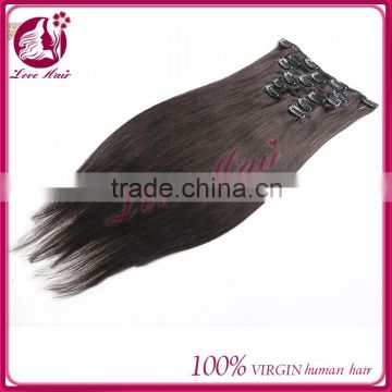 2015 hot sale 100% Wholesale unprocessed cheap virgin brazilian clip in hair extensions