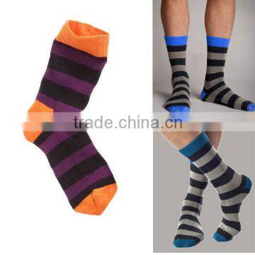 men striped crew socks with bright color top