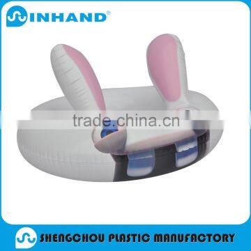 factory sale Pthatate free/Non-toxic baby inflatable rabbit Swimming ring/animal pool float ring with 2 handles