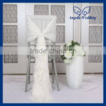 CH099A Wholesale 2015 for sale fancy curly willow ivory chiffon ruffled wedding chair cover