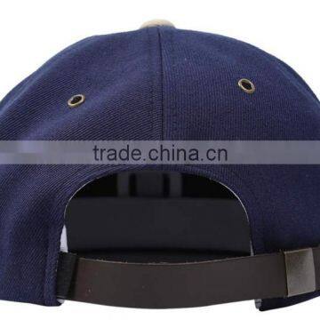 Guangzhou Daijun OEM New Design High Quality Metal Eyelets Custom Embroidered Logo Snapback Men Blue Wool Cap photo-2
