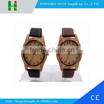 2016 High quality natural bamboo retro round dial wood watch