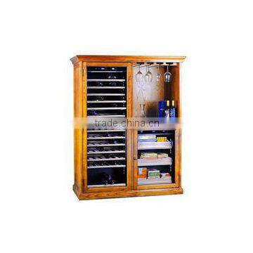 45 Bottles Double Layers Glass Door Wood Wine Cabinet photo-3