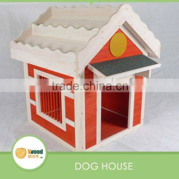 New Design Wooden Red and White Dog House With Planters