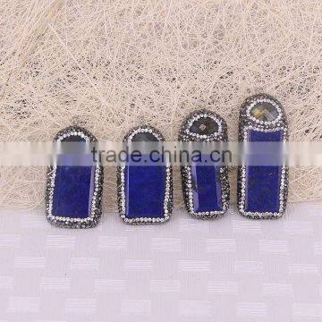 Latest Design Natural Lapis Lazuli Stone Pendant, with Crystal Pave Labradorite Gem stone Druzy Jewelry Pendants