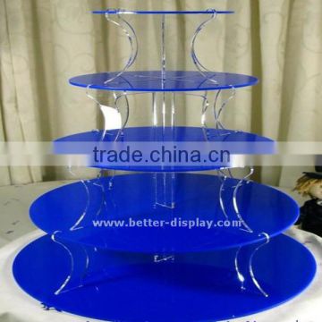 5 Tier Acrylic Party Cake and Dessert Tower, Lucite Weeding Cake Display Stand, Clear Acrylic Cake