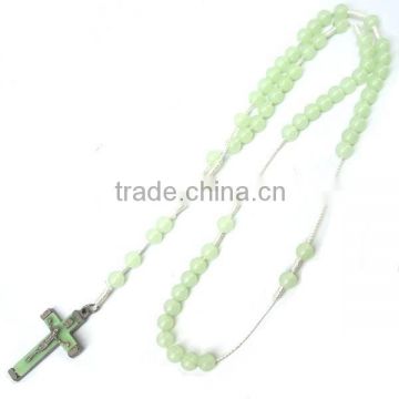 rosary, catholic plastic beaded rosary,plastic luminous rosary necklace