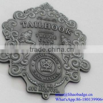 Metal Tequila bottle label,antique metal logo label,metal coin,zinc alloy metal nameplate