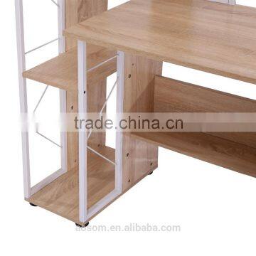 HomCom 52" Multi Level Tower Office Workstation Computer Desk - White and Oak photo-6