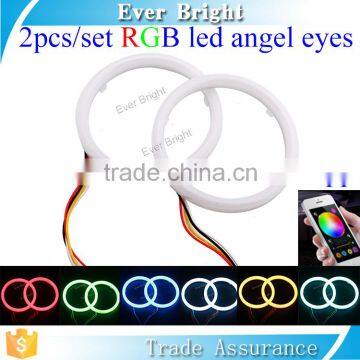 For car headlight 12V 2835 95mm led ring lamp colorful led mobile app wifi control rgb angel eyes