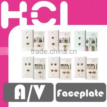 US Type 4 Port Video Voice and RJ45 Cat5e Data Faceplate