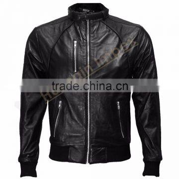 Black leather jacket for Men's