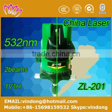 cheap 2 beams cross line laser level self leveling laser level 532nm green extra light