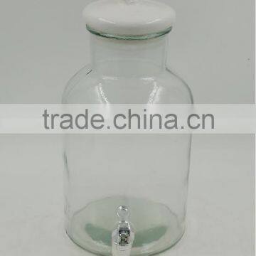 6L Clear Glass Beverage Dispenser Jar with cock ceramic lid and tap