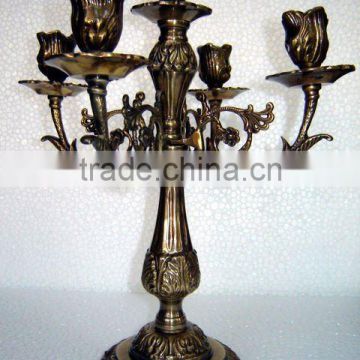 5 Arm Mirror finish Black Candelabra