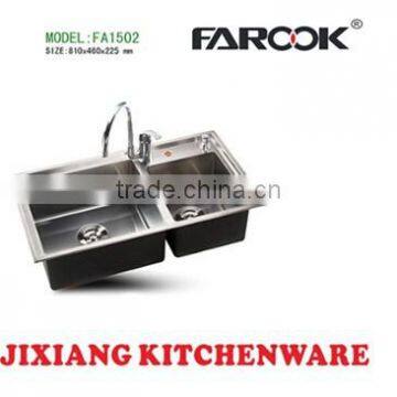 81x46cm SUS304 Double Bowl hand make vegetable washing stainless steel kitchen sink