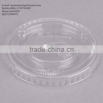 9-10 Oz. Clear Flat PS Plastic Lid With Straw Slot for Cold Drink Cup China Manufactory Price photo-4