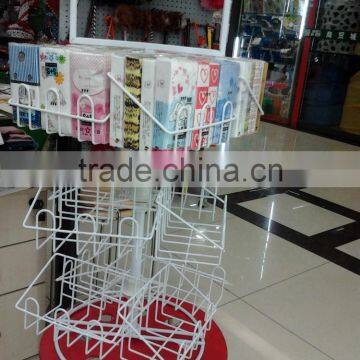 knock-down design 4way 3tiers paper display stand