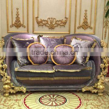 European Romantic and Sweet Style Royal Sofa Set, Wooden Flower Carved Living Room Sectional Sofa Set photo-3