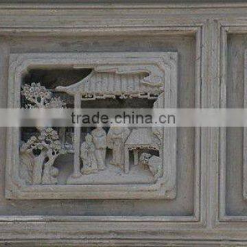 Natural Marble Wall Relief With Figure And Tree Design