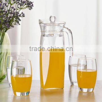 Glass Fridge Pitchers with Lid, Handle and Spout, Diamond Cut Design 1.8 Liter each