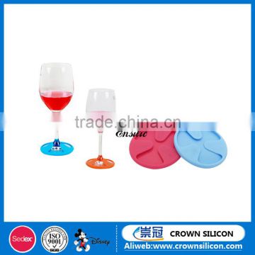 Non-slip wine glass silicone fancy cup mats Silicone Wine Glass Cup coaster