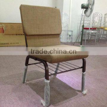 Hot sale modern deisgn church chair with shelf for book