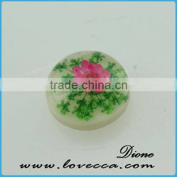 Round Shape Resin Cabochon Jewelry Pendant , Dried Flower Resin Cabochon , Clear Flat Resin Cabochon photo-4