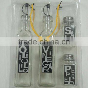 4 pcs glass kitchenware canister oil & spice set