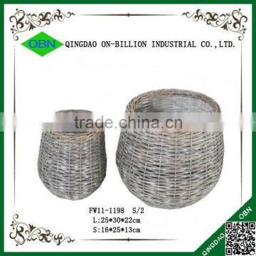 Cheap Cost Set of 2 Woven Wicker Flower Pots photo-3